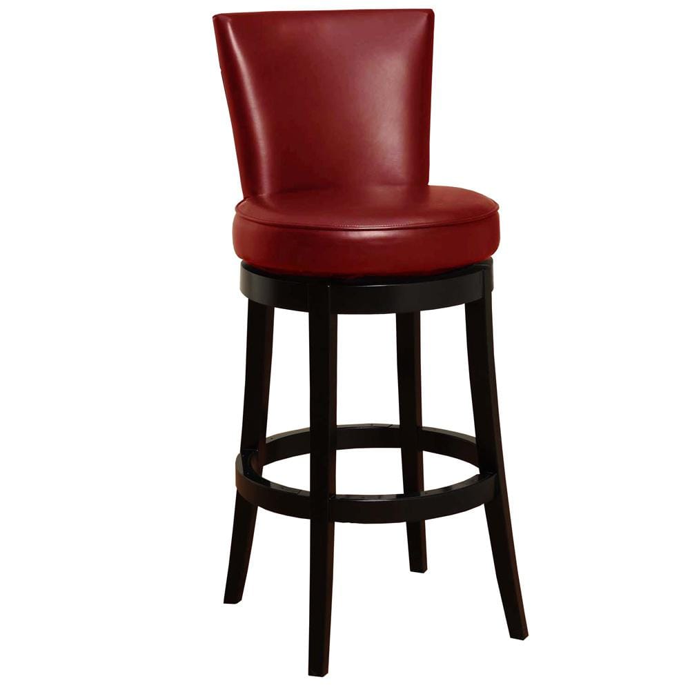 Armen Living - Boston 30in Bar Height Swivel Red Faux Leather and Black Wood Bar Stool - LC4044BARE30 veiw 1