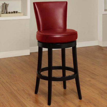 Armen Living - Boston 30in Bar Height Swivel Red Faux Leather and Black Wood Bar Stool - LC4044BARE30 veiw 3