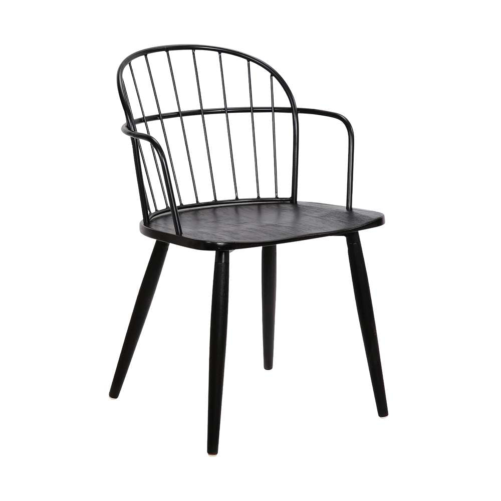 Armen Living - Bradley Steel Framed Side Chair in Black Powder Coated Finish and Black Brushed Wood - LCBDSIBLBL veiw 1