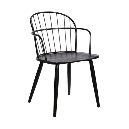Armen Living - Bradley Steel Framed Side Chair in Black Powder Coated Finish and Black Brushed Wood - LCBDSIBLBL veiw 1