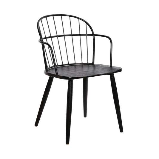 Armen Living - Bradley Steel Framed Side Chair in Black Powder Coated Finish and Black Brushed Wood - LCBDSIBLBL veiw 1