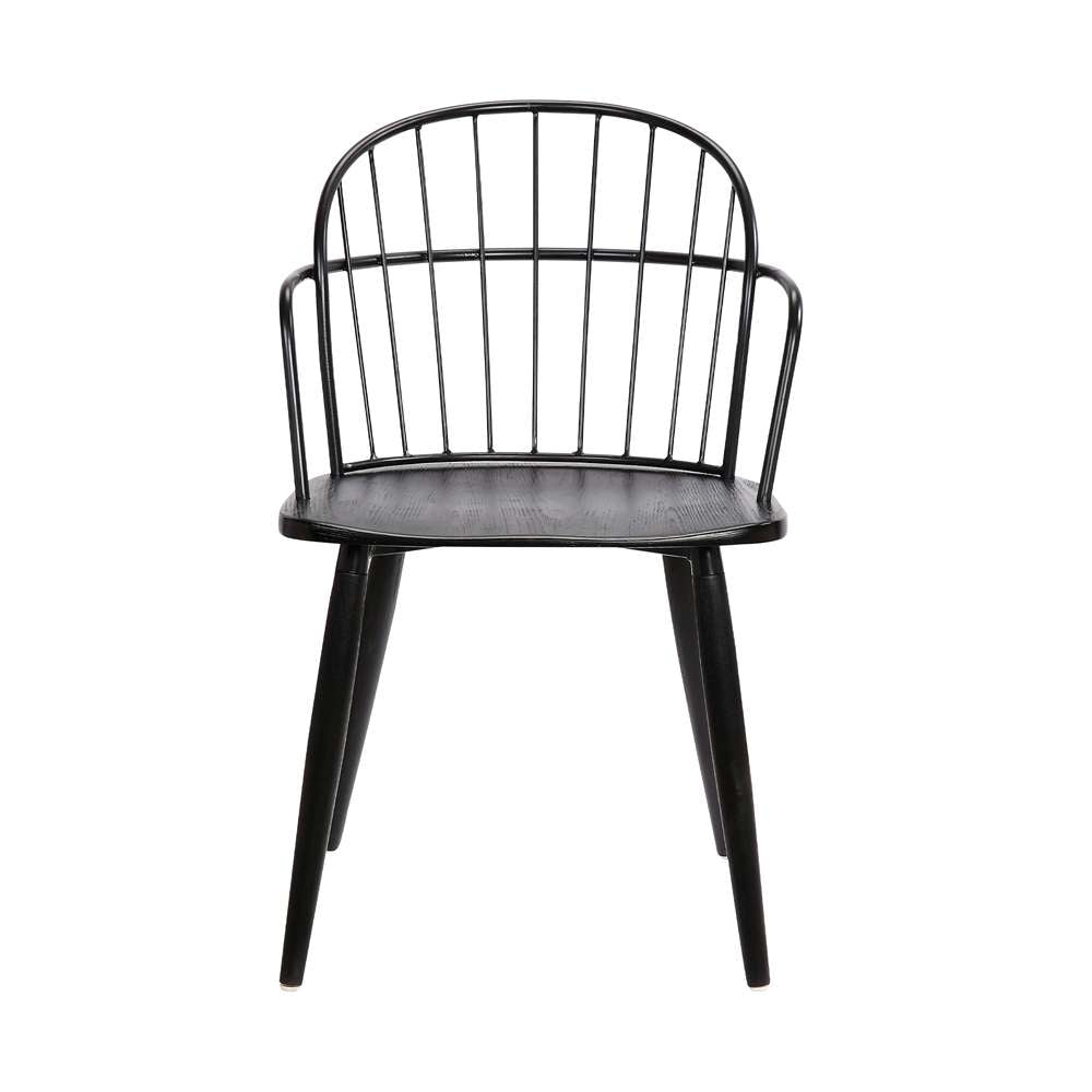 Armen Living - Bradley Steel Framed Side Chair in Black Powder Coated Finish and Black Brushed Wood - LCBDSIBLBL veiw 2