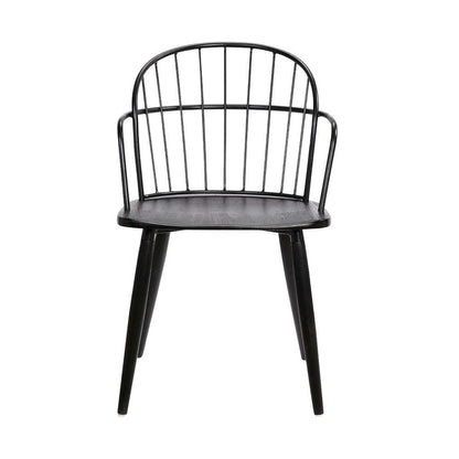 Armen Living - Bradley Steel Framed Side Chair in Black Powder Coated Finish and Black Brushed Wood - LCBDSIBLBL veiw 2