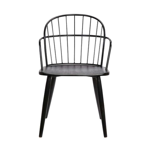 Armen Living - Bradley Steel Framed Side Chair in Black Powder Coated Finish and Black Brushed Wood - LCBDSIBLBL veiw 2