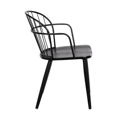 Armen Living - Bradley Steel Framed Side Chair in Black Powder Coated Finish and Black Brushed Wood - LCBDSIBLBL veiw 3