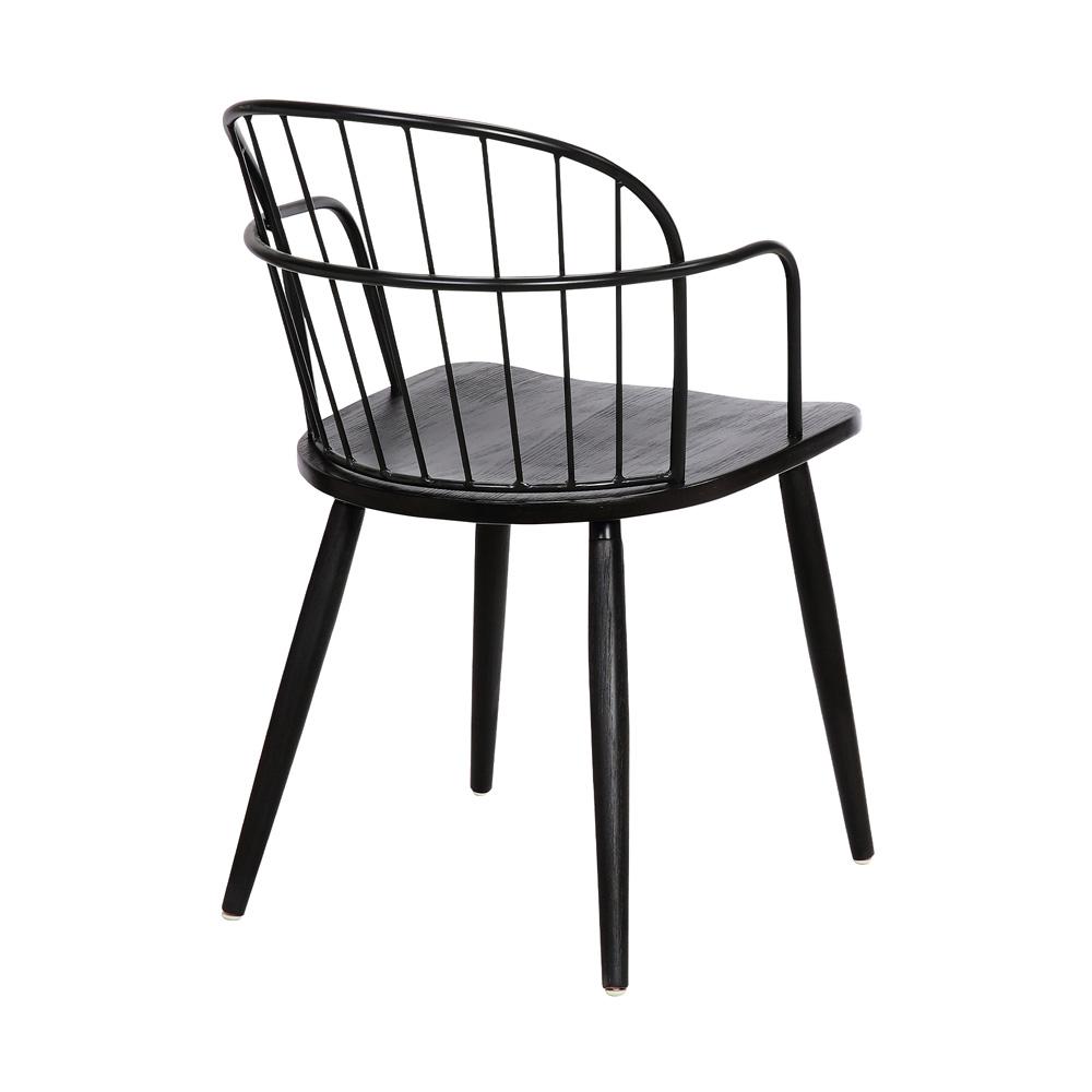Armen Living - Bradley Steel Framed Side Chair in Black Powder Coated Finish and Black Brushed Wood - LCBDSIBLBL veiw 4
