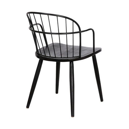 Armen Living - Bradley Steel Framed Side Chair in Black Powder Coated Finish and Black Brushed Wood - LCBDSIBLBL veiw 4