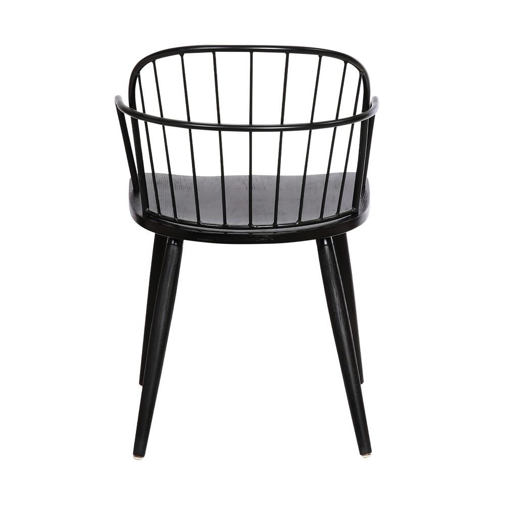 Armen Living - Bradley Steel Framed Side Chair in Black Powder Coated Finish and Black Brushed Wood - LCBDSIBLBL veiw 5