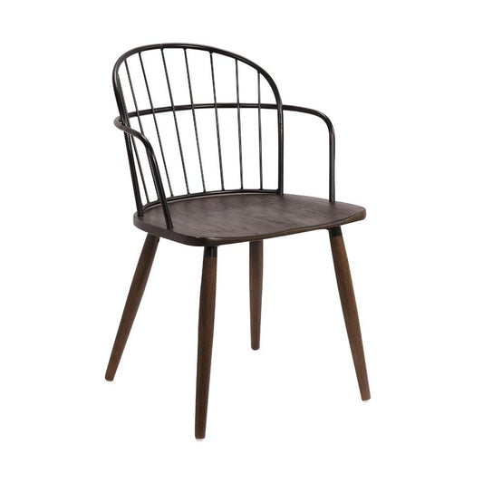 Armen Living - Bradley Steel Framed Side Chair in Black Powder Coated Finish and Walnut Glazed Wood - LCBDSIBLWA veiw 1