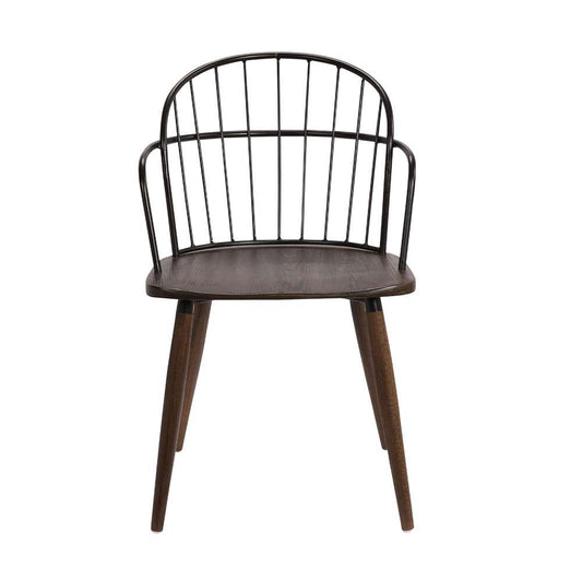 Armen Living - Bradley Steel Framed Side Chair in Black Powder Coated Finish and Walnut Glazed Wood - LCBDSIBLWA veiw 2