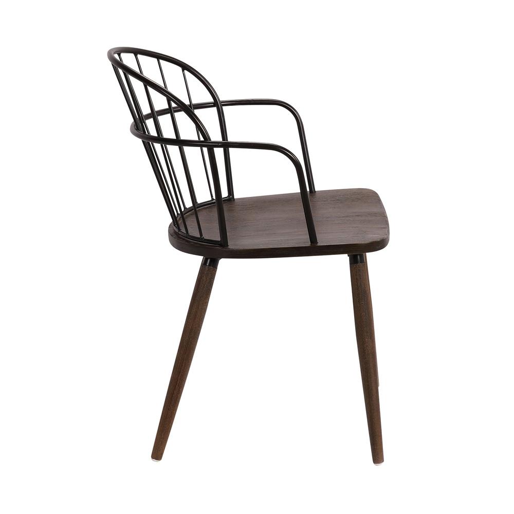 Armen Living - Bradley Steel Framed Side Chair in Black Powder Coated Finish and Walnut Glazed Wood - LCBDSIBLWA veiw 3
