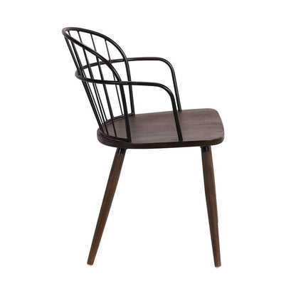 Armen Living - Bradley Steel Framed Side Chair in Black Powder Coated Finish and Walnut Glazed Wood - LCBDSIBLWA veiw 3