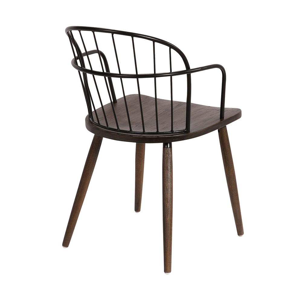Armen Living - Bradley Steel Framed Side Chair in Black Powder Coated Finish and Walnut Glazed Wood - LCBDSIBLWA veiw 4