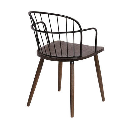 Armen Living - Bradley Steel Framed Side Chair in Black Powder Coated Finish and Walnut Glazed Wood - LCBDSIBLWA veiw 4