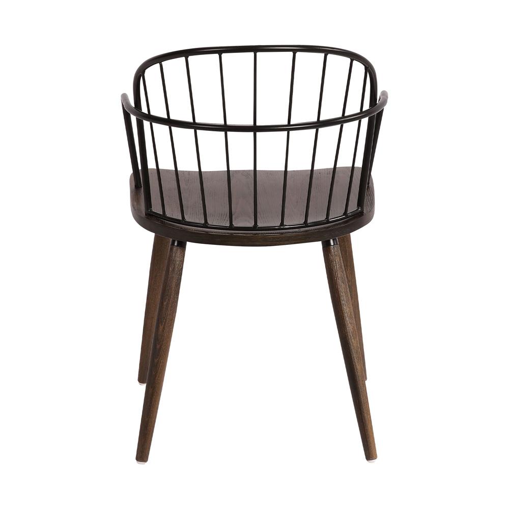 Armen Living - Bradley Steel Framed Side Chair in Black Powder Coated Finish and Walnut Glazed Wood - LCBDSIBLWA veiw 5