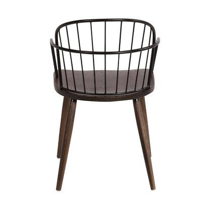 Armen Living - Bradley Steel Framed Side Chair in Black Powder Coated Finish and Walnut Glazed Wood - LCBDSIBLWA veiw 5