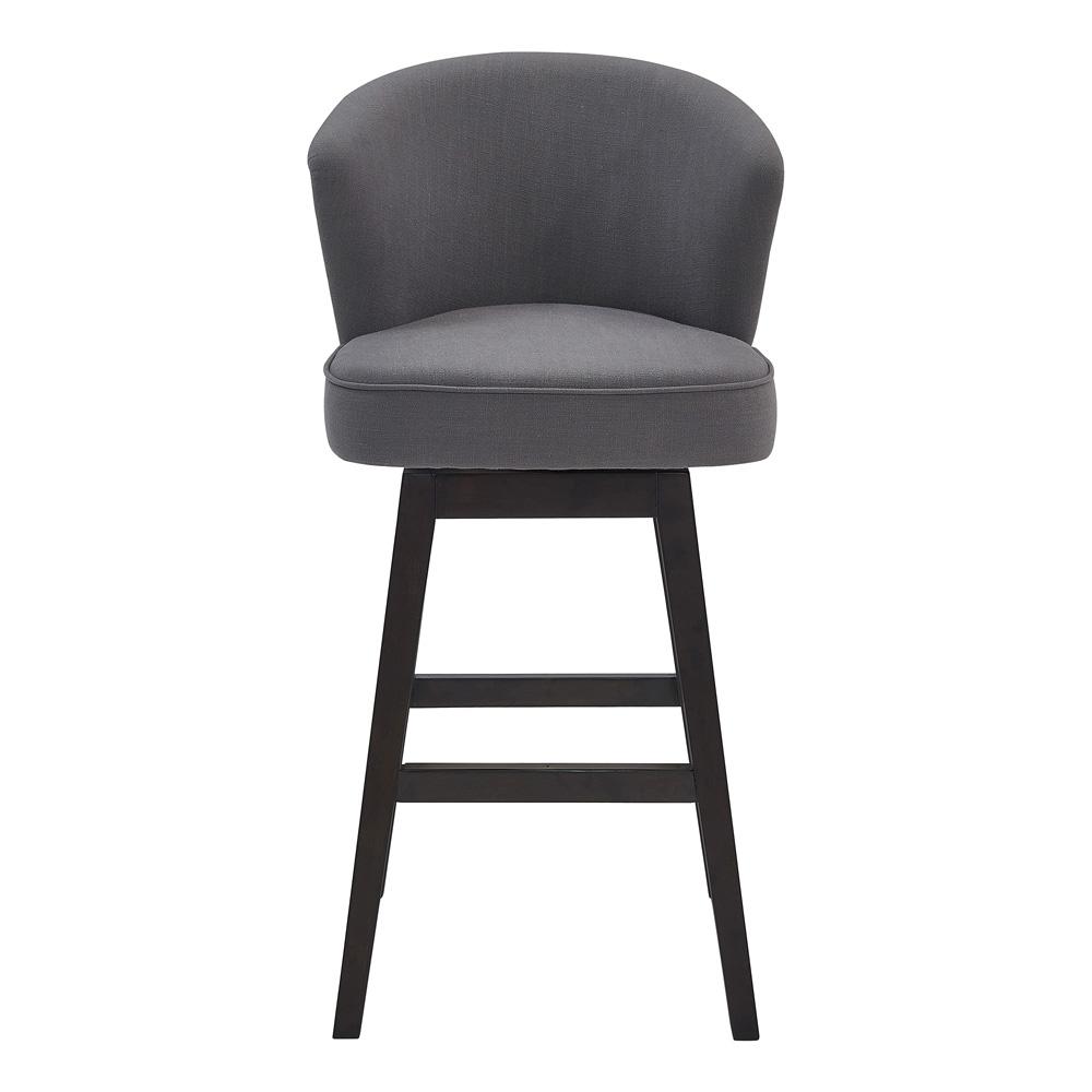 Armen Living - Brandy 30in Bar Height Swivel Grey Fabric and Espresso Wood Bar Stool - LCBDBAESGR30 veiw 2
