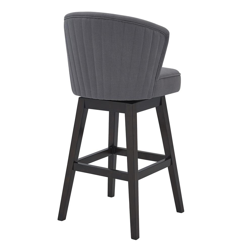 Armen Living - Brandy 30in Bar Height Swivel Grey Fabric and Espresso Wood Bar Stool - LCBDBAESGR30 veiw 3