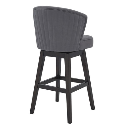 Armen Living - Brandy 30in Bar Height Swivel Grey Fabric and Espresso Wood Bar Stool - LCBDBAESGR30 veiw 3