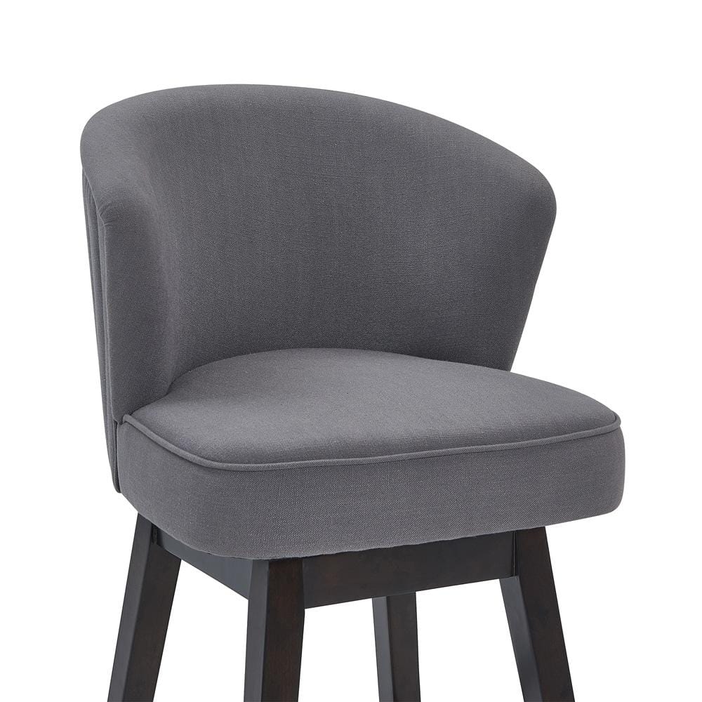 Armen Living - Brandy 30in Bar Height Swivel Grey Fabric and Espresso Wood Bar Stool - LCBDBAESGR30 veiw 4