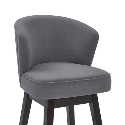 Armen Living - Brandy 30in Bar Height Swivel Grey Fabric and Espresso Wood Bar Stool - LCBDBAESGR30 veiw 4