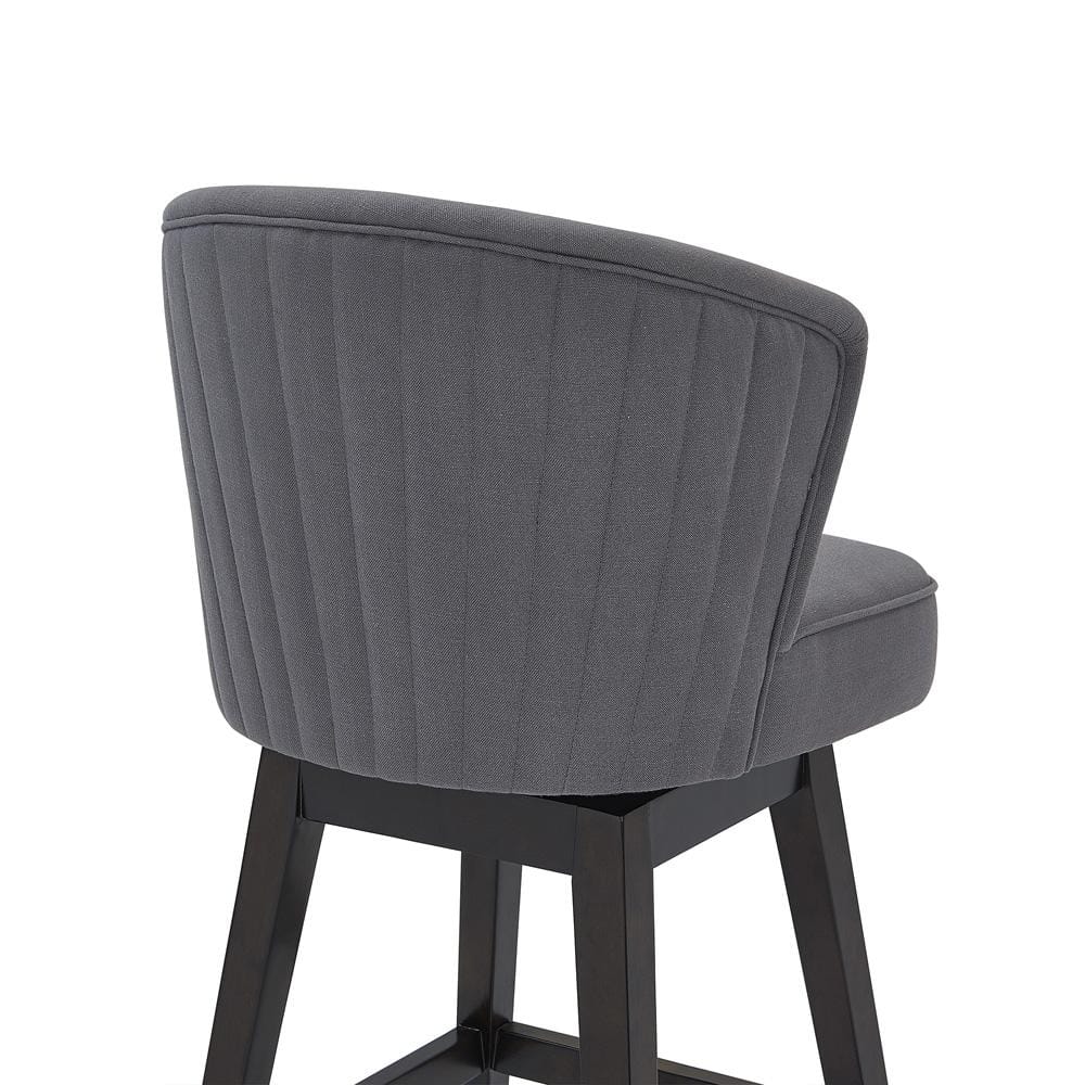 Armen Living - Brandy 30in Bar Height Swivel Grey Fabric and Espresso Wood Bar Stool - LCBDBAESGR30 veiw 5