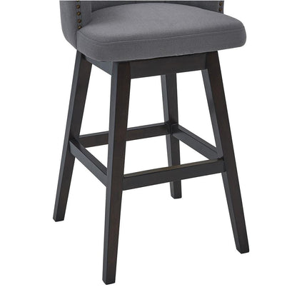 Armen Living - Brandy 30in Bar Height Swivel Grey Fabric and Espresso Wood Bar Stool - LCBDBAESGR30 veiw 6