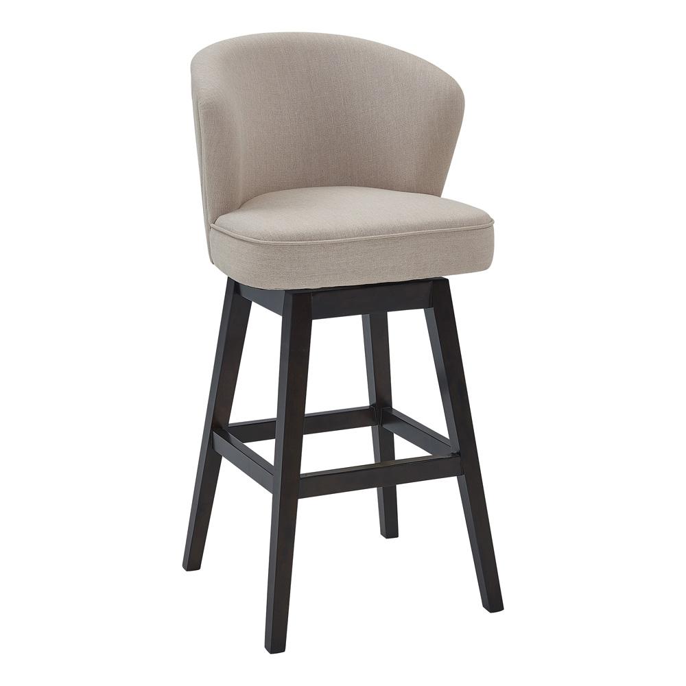 Armen Living - Brandy 30in Bar Height Swivel Tan Fabric and Espresso Wood Bar Stool - LCBDBAESTN30 veiw 1