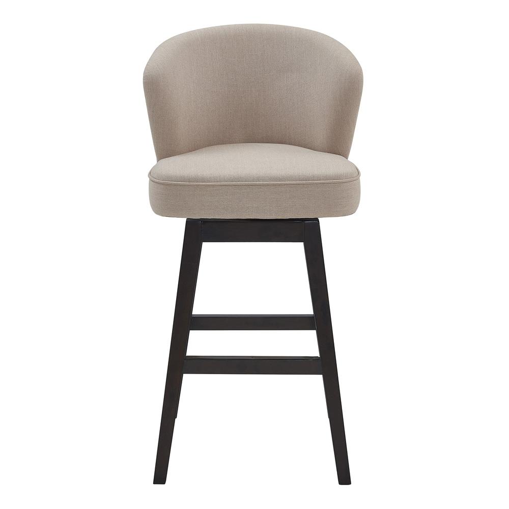Armen Living - Brandy 30in Bar Height Swivel Tan Fabric and Espresso Wood Bar Stool - LCBDBAESTN30 veiw 2