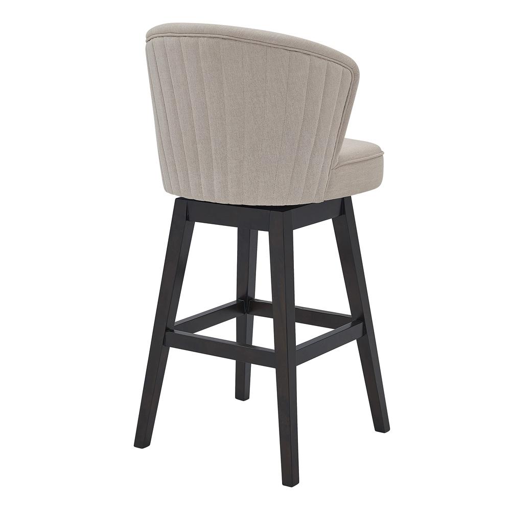 Armen Living - Brandy 30in Bar Height Swivel Tan Fabric and Espresso Wood Bar Stool - LCBDBAESTN30 veiw 3