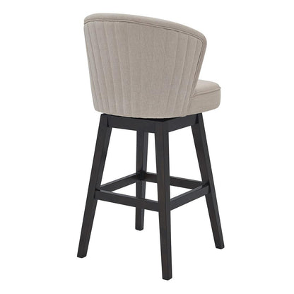 Armen Living - Brandy 30in Bar Height Swivel Tan Fabric and Espresso Wood Bar Stool - LCBDBAESTN30 veiw 3