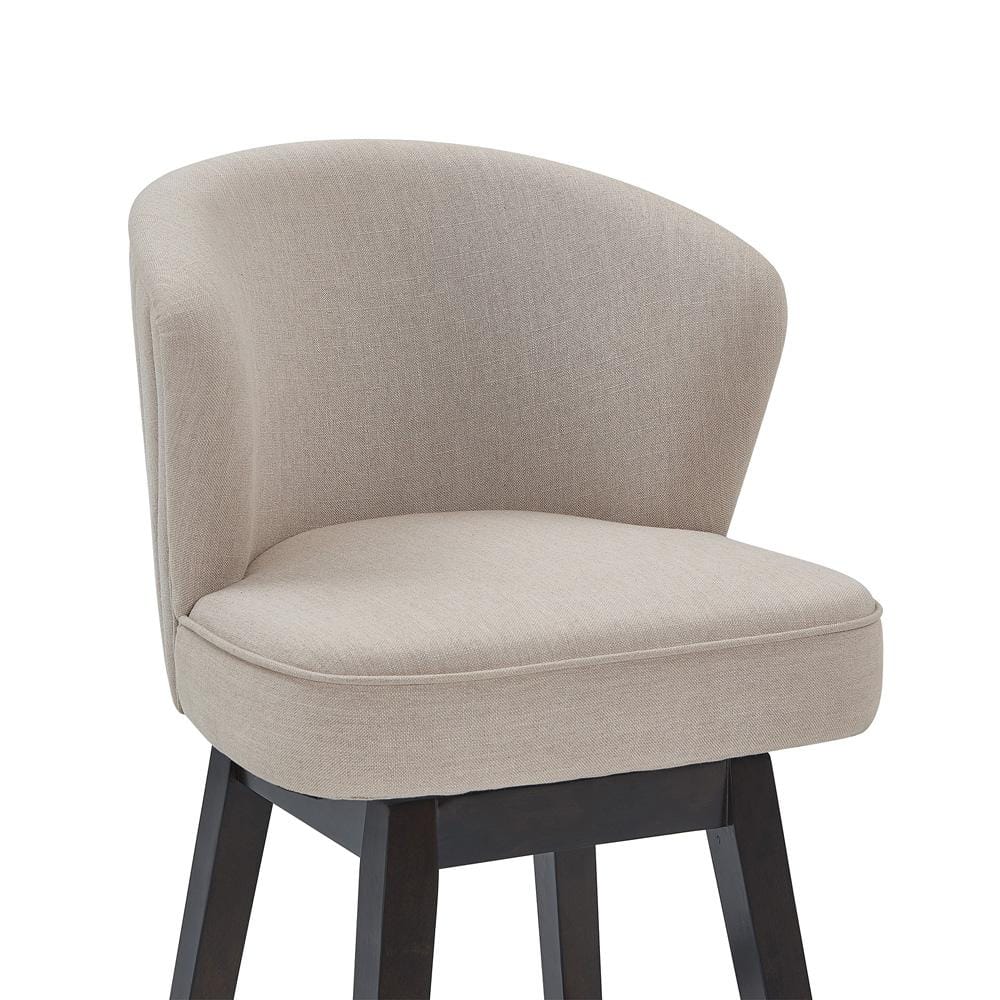 Armen Living - Brandy 30in Bar Height Swivel Tan Fabric and Espresso Wood Bar Stool - LCBDBAESTN30 veiw 4