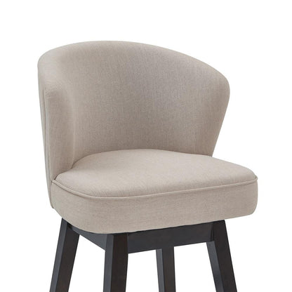Armen Living - Brandy 30in Bar Height Swivel Tan Fabric and Espresso Wood Bar Stool - LCBDBAESTN30 veiw 4