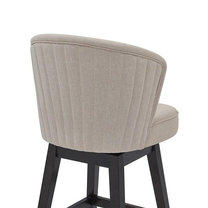 Armen Living - Brandy 30in Bar Height Swivel Tan Fabric and Espresso Wood Bar Stool - LCBDBAESTN30 veiw 5