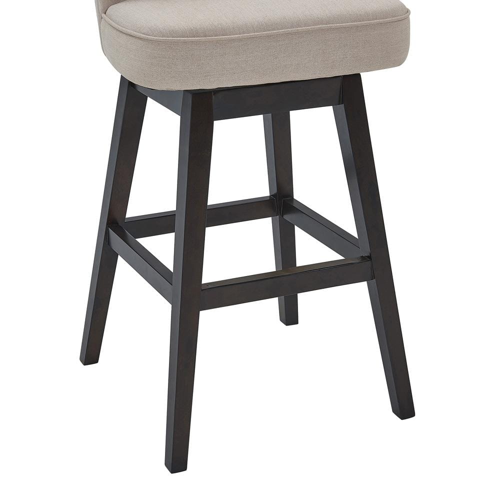 Armen Living - Brandy 30in Bar Height Swivel Tan Fabric and Espresso Wood Bar Stool - LCBDBAESTN30 veiw 6