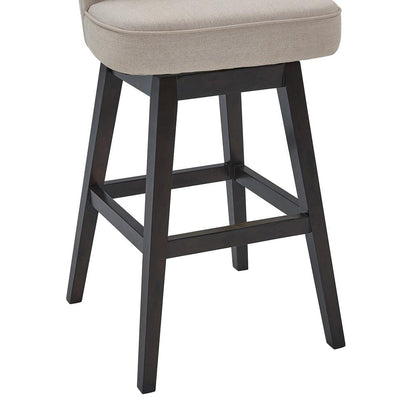 Armen Living - Brandy 30in Bar Height Swivel Tan Fabric and Espresso Wood Bar Stool - LCBDBAESTN30 veiw 6