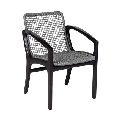 Armen Living - Brighton Outdoor Patio Dining Chair in Dark Eucalyptus Wood and Grey Rope - 840254332379 veiw 1