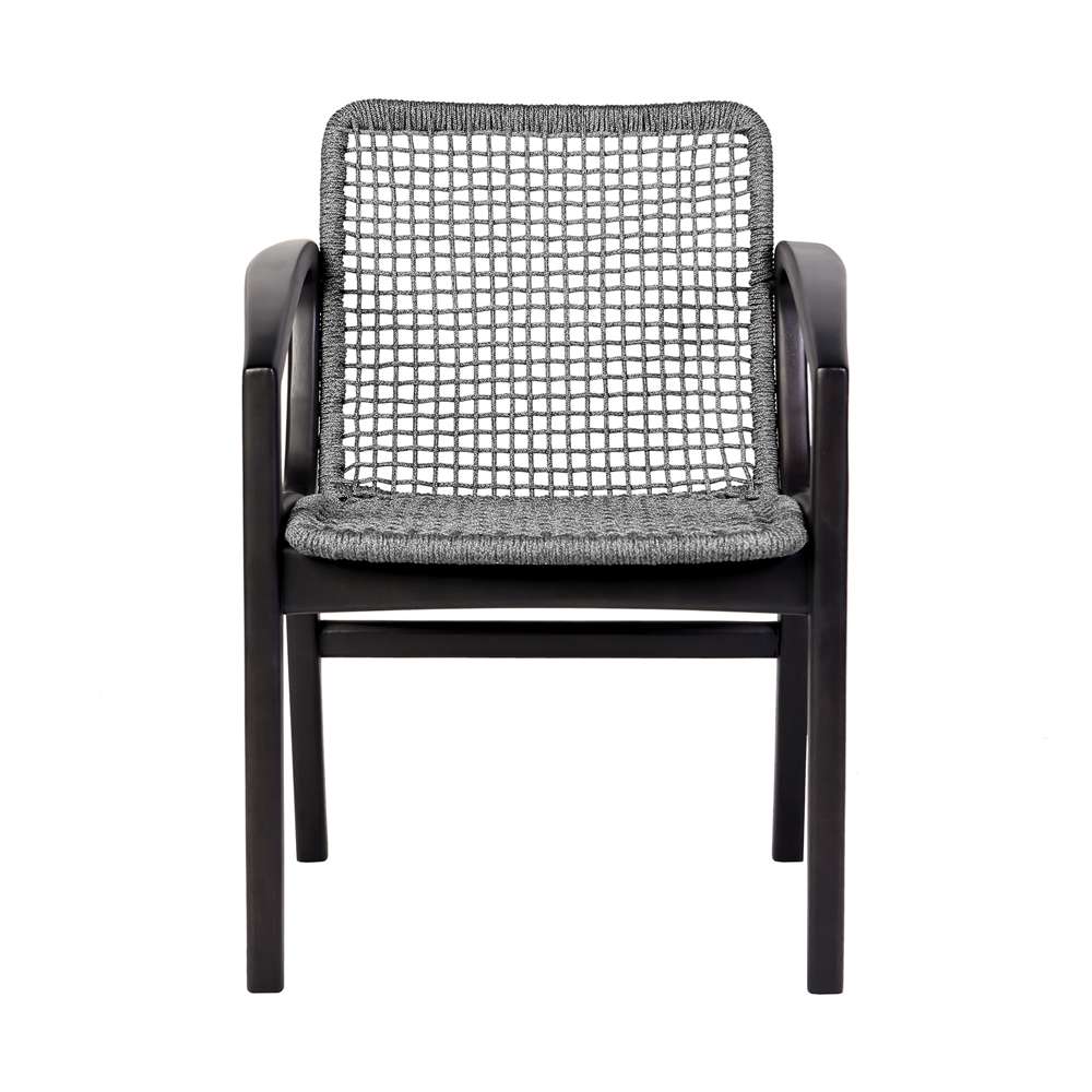 Armen Living - Brighton Outdoor Patio Dining Chair in Dark Eucalyptus Wood and Grey Rope - 840254332379 veiw 2