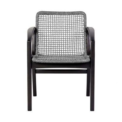 Armen Living - Brighton Outdoor Patio Dining Chair in Dark Eucalyptus Wood and Grey Rope - 840254332379 veiw 2