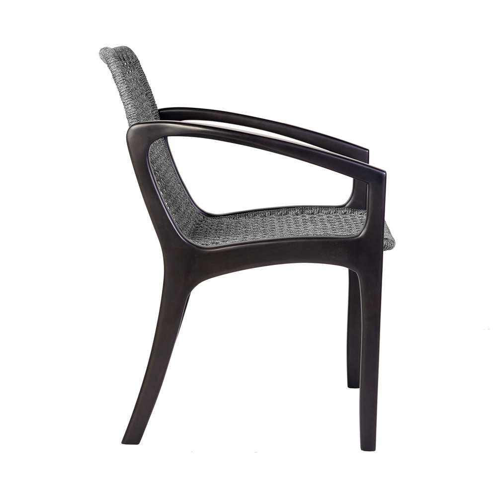 Armen Living - Brighton Outdoor Patio Dining Chair in Dark Eucalyptus Wood and Grey Rope - 840254332379 veiw 4