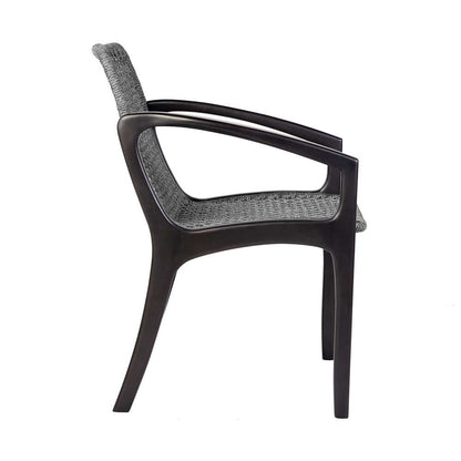 Armen Living - Brighton Outdoor Patio Dining Chair in Dark Eucalyptus Wood and Grey Rope - 840254332379 veiw 4