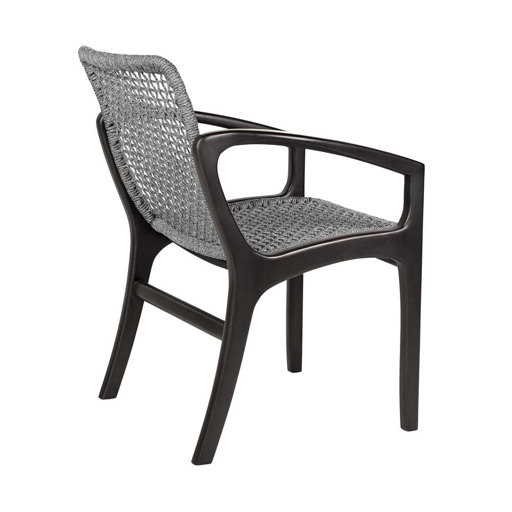 Armen Living - Brighton Outdoor Patio Dining Chair in Dark Eucalyptus Wood and Grey Rope - 840254332379 veiw 5
