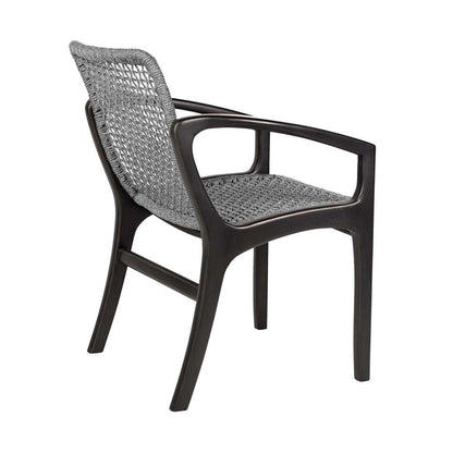 Armen Living - Brighton Outdoor Patio Dining Chair in Dark Eucalyptus Wood and Grey Rope - 840254332379 veiw 5
