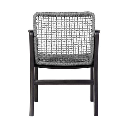 Armen Living - Brighton Outdoor Patio Dining Chair in Dark Eucalyptus Wood and Grey Rope - 840254332379 veiw 6