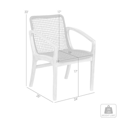 Armen Living - Brighton Outdoor Patio Dining Chair in Dark Eucalyptus Wood and Grey Rope - 840254332379 veiw 8