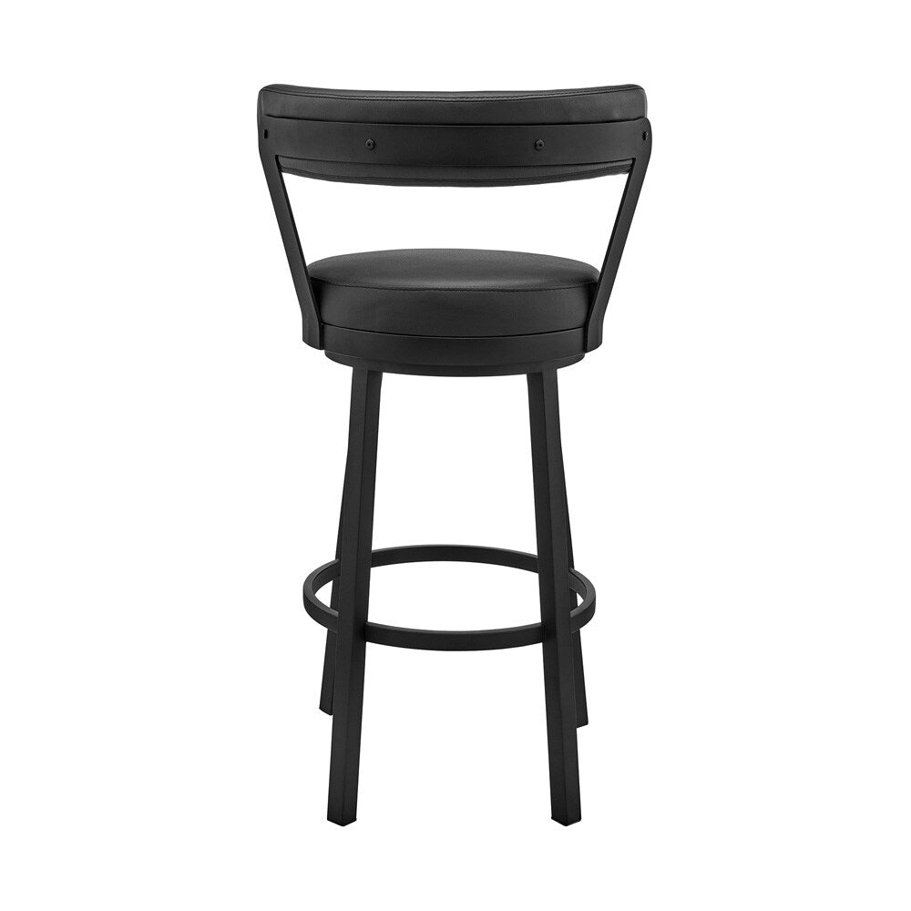 Armen Living - Bryant 26in Counter Height Swivel Bar Stool in Black Finish and Black Faux Leather - LCBYBABLBL26 veiw 5