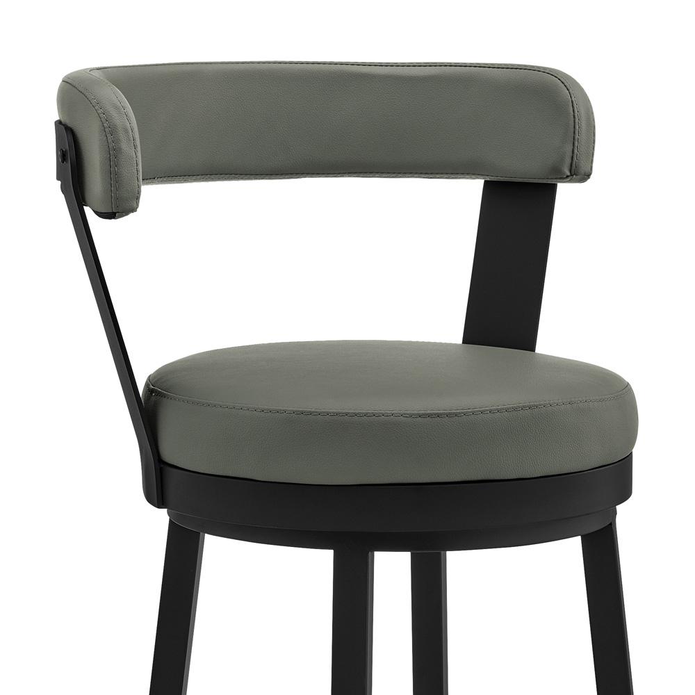 Armen Living - Bryant 26in Counter Height Swivel Bar Stool in Black Finish and Gray Faux Leather - LCBYBABLGR26 veiw 6