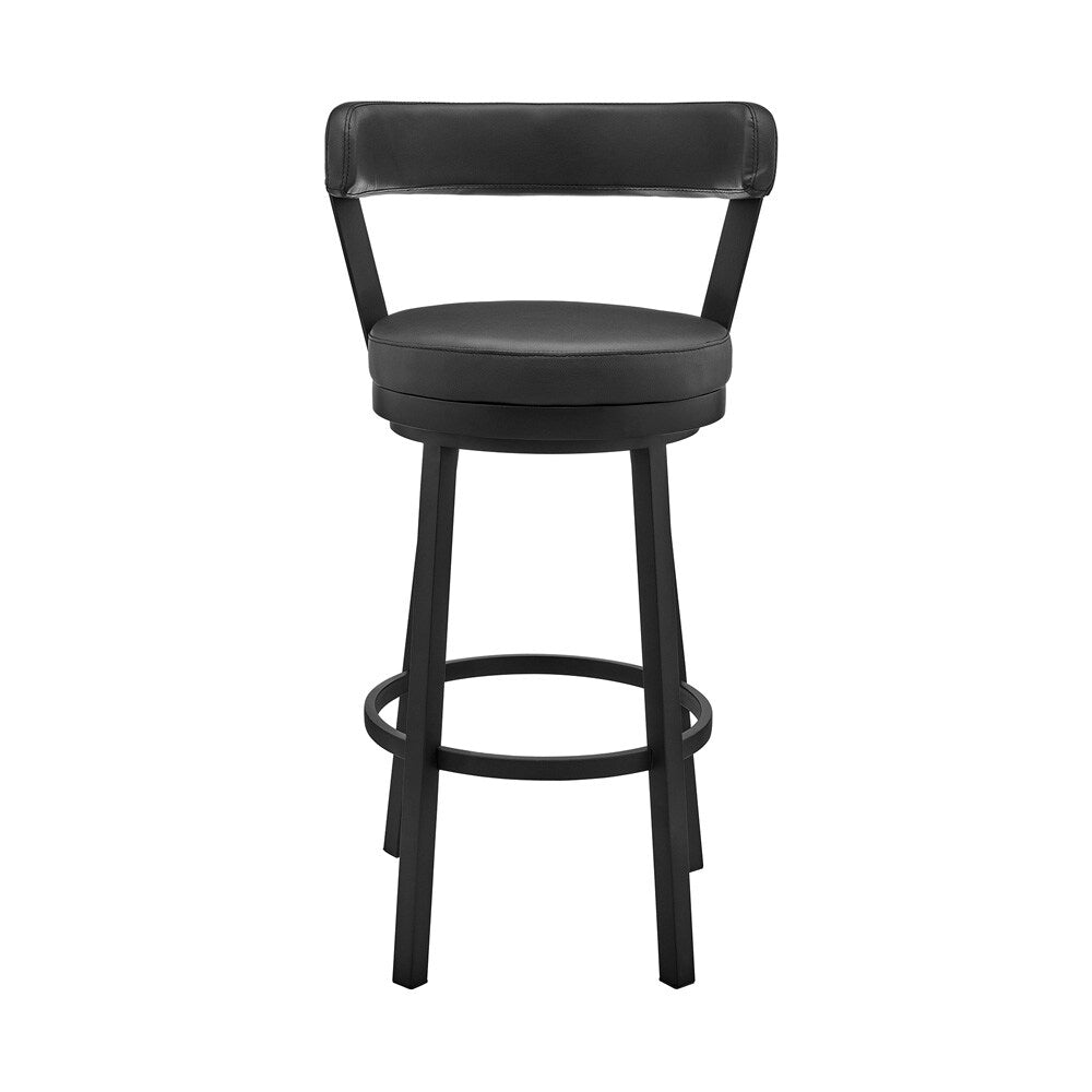 Armen Living - Bryant 30in Bar Height Swivel Bar Stool in Black Finish and Black Faux Leather - LCBYBABLBL30 veiw 2