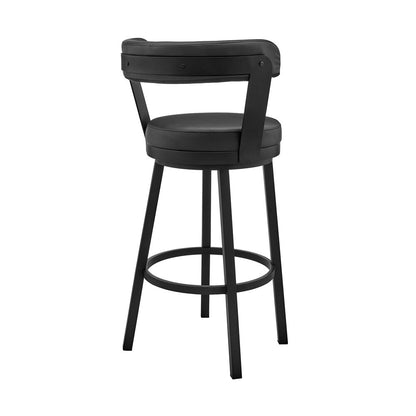 Armen Living - Bryant 30in Bar Height Swivel Bar Stool in Black Finish and Black Faux Leather - LCBYBABLBL30 veiw 4