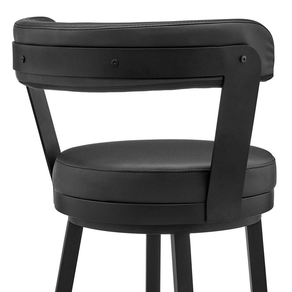 Armen Living - Bryant 30in Bar Height Swivel Bar Stool in Black Finish and Black Faux Leather - LCBYBABLBL30 veiw 7
